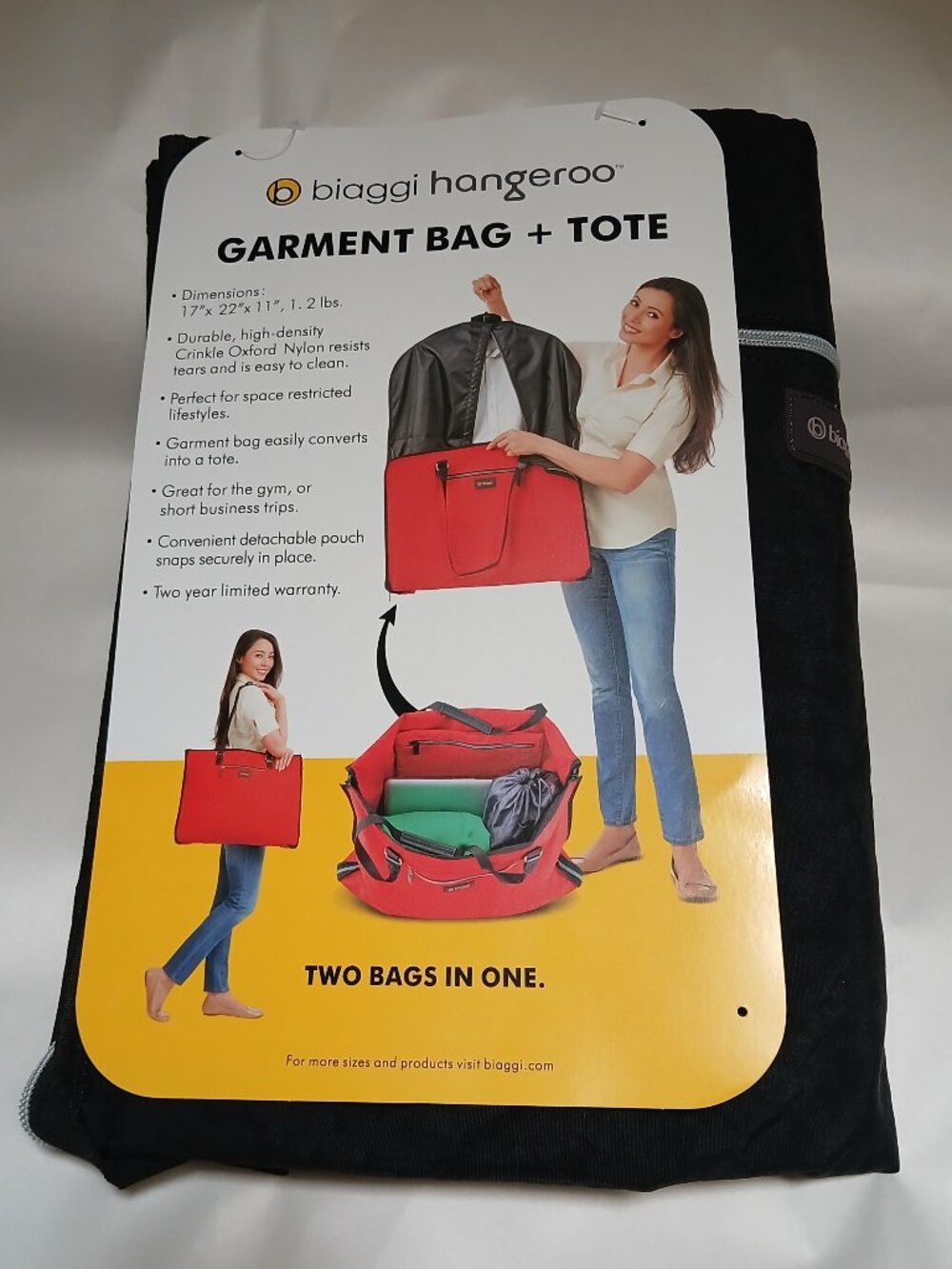 BIAGGI Hangeroo Garment Bag and Tote in Black -- NWT